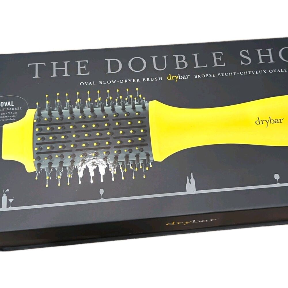 Drybar The Double Shot Oval Corded Blow Dryer Brush, Yellow/Gray - GUC